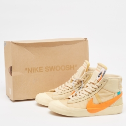 Pre Owned Off-White x Nike Beige Leather Blazer Mid All Hallow's Eve Sneakers Size 42.5