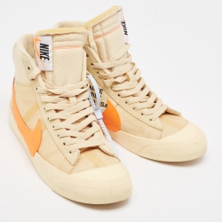 Pre Owned Off-White x Nike Beige Leather Blazer Mid All Hallow's Eve Sneakers Size 42.5