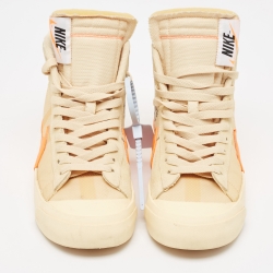 Pre Owned Off-White x Nike Beige Leather Blazer Mid All Hallow's Eve Sneakers Size 42.5