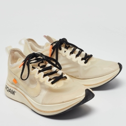 Pre Owned Off-White x Nike White Mesh Zoom Fly Sneakers Size 44