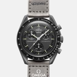 Omega Black Velcro Moon Swatch Mission To Mercury Men's Watch 42 mm