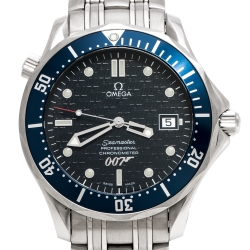 Pre Owned Omega Blue Stainless Steel Seamaster Professional Chronometer 40 Years Of James Bond 007 Limited Series 25378000 Men's Wristwatch 41.50 mm