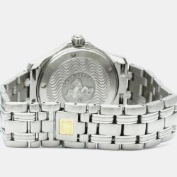 Pre Owned Omega Silver Stainless Steel Seamaster Quartz Men's Wristwatch 36 mm