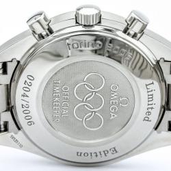 Omega White Stainless Steel Speedmaster Men's Wristwatch 39MM