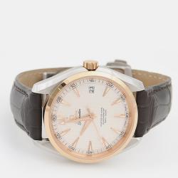 مملوكة مسبقًا ساعة يد رجالية أوميغا سيماستر أكوا تيرا أوتوماتيك ذهب وردي ستانلس ستيل 41.5 مم