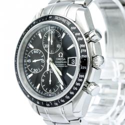Pre Owned Omega Black Stainless Steel Speedmaster Men's Wristwatch 39MM