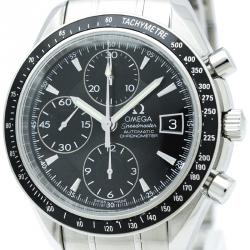 Pre Owned Omega Black Stainless Steel Speedmaster Men's Wristwatch 39MM