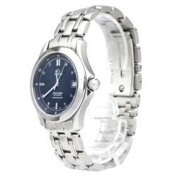Omega Blue Stainless Steel Seamaster Men's Wristwatch 36MM