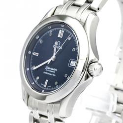 Omega Blue Stainless Steel Seamaster Men's Wristwatch 36MM