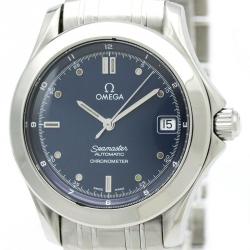 Omega Blue Stainless Steel Seamaster Men's Wristwatch 36MM