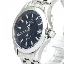 Omega Blue Stainless Steel Seamaster Men's Wristwatch 36MM