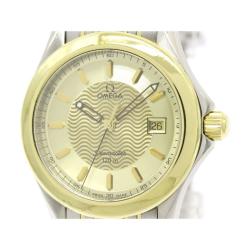 Omega Champagne 18K Yellow Gold and Stainless Steel Seamaster Men's Wristwatch 36MM