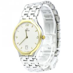 Omega Silver 18K Yellow Gold and Stainless Steel De Ville Men's Wristwatch 32MM