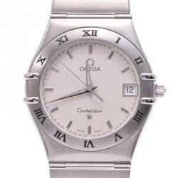 Omega White Stainless Steel Constellation Men's Wristwatch 33MM
