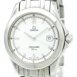 Omega White Stainless Steel Seamaster Men's Wristwatch 36MM