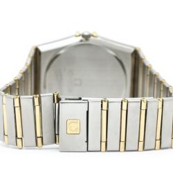 Omega White 18K Yellow Gold and Stainless Steel Constellation Men's Wristwatch 33MM