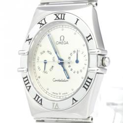 Omega Silver Stainless Steel Constellation Men's Wristwatch 35MM