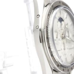 Omega Silver 18K White Gold and Stainless Steel Speedmaster Men's Wristwatch 42MM