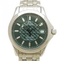 Pre Owned Omega Green Stainless Steel Seamaster Men's Wristwatch 36MM