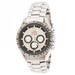 Omega Cream Stainless Steel Speedmaster Legend Michael Schumacher Men's Wristwatch 42 mm