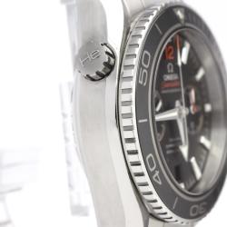 Omega Black Stainless Steel Seamaster Planet Ocean Co-Axial Chronograph Men's Wristwatch 45.5MM