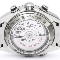 Omega Black Stainless Steel Seamaster Planet Ocean Co-Axial Chronograph Men's Wristwatch 45.5MM