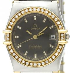 Omega Black 18K Yellow Gold and Stainless Steel Diamond Constellation Men's Wristwatch 33MM