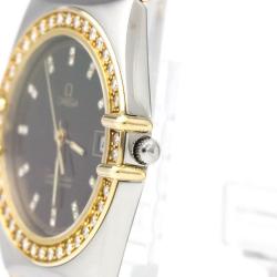 Omega Black 18K Yellow Gold and Stainless Steel Diamond Constellation Men's Wristwatch 33MM