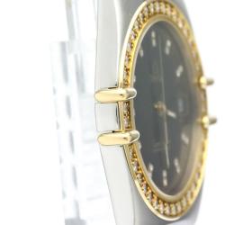 Omega Black 18K Yellow Gold and Stainless Steel Diamond Constellation Men's Wristwatch 33MM