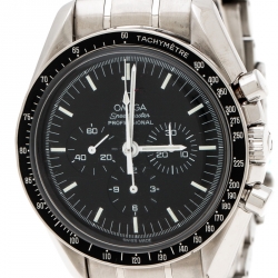 Omega Black Stainless Steel Speedmaster Professional Moonwatch 35705000 Men's Wristwatch 42 mm