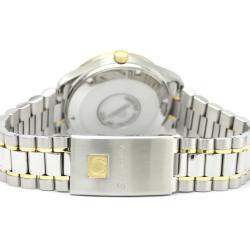 Pre Owned Omega Champagne 18K Yellow Gold and Stainless Steel Classic Day Date 166.0299 Men's Wristwatch 35MM