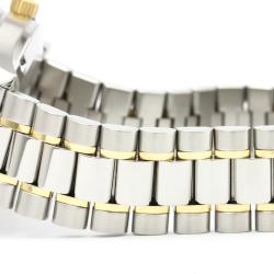 Pre Owned Omega Champagne 18K Yellow Gold and Stainless Steel Classic Day Date 166.0299 Men's Wristwatch 35MM