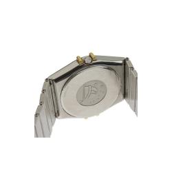 Pre Owned Omega White 18K Yellow Gold and Stainelss Steel Constellation Day Date Men's Wristwatch 34MM