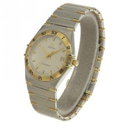 Pre Owned Omega Silver Gold Plated Stainless Steel Constellation Men's Wristwatch 34MM