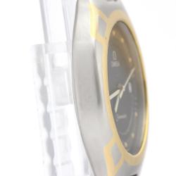 Pre Owned Omega Black Stainless Steel 18K Yellow Gold Seamaster Polaris 396.1022 Men's Wristwatch 31MM