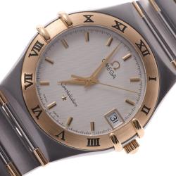 Pre Owned Omega White 18K Yellow Gold And Stainless Steel Constellation 1212.30 Men's Wristwatch  31 MM
