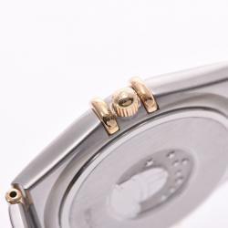 Pre Owned Omega White 18K Yellow Gold And Stainless Steel Constellation 1212.30 Men's Wristwatch  31 MM