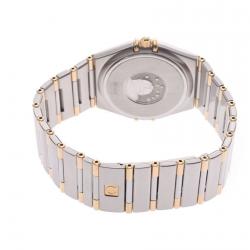 Pre Owned Omega White 18K Yellow Gold And Stainless Steel Constellation 1212.30 Men's Wristwatch  31 MM