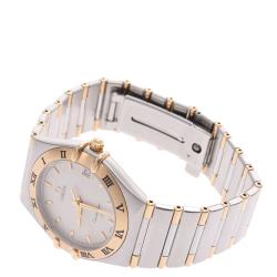 Pre Owned Omega White 18K Yellow Gold And Stainless Steel Constellation 1212.30 Men's Wristwatch  31 MM