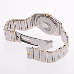 Pre Owned Omega White 18K Yellow Gold And Stainless Steel Constellation 1212.30 Men's Wristwatch  31 MM