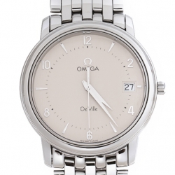 Omega Cream Stainless Steel De Ville Prestige 45103000 Men's Wristwatch 34 mm