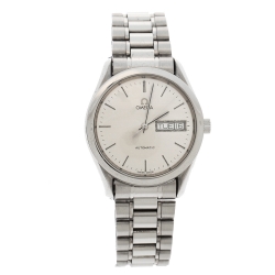 Pre Owned Omega Silver Stainless Steel Seamaster Day-Date 166.0299 Men's Wristwatch 35 mm