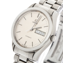 Pre Owned Omega Silver Stainless Steel Seamaster Day-Date 166.0299 Men's Wristwatch 35 mm