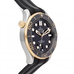 Pre Owned Omega Black 18K Yellow Gold And Stainless Steel Seamaster Diver 300m 210.22.42.20.01.001 Men's Wristwatch 42 MM
