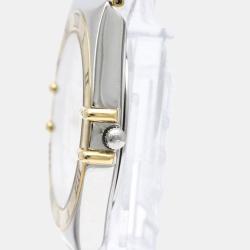 Pre Owned Omega White 18k Yellow Gold And Stainless Steel Constellation 396.1070 Quartz Men's Wristwatch 33 mm