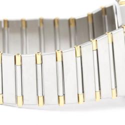 Pre Owned Omega White 18k Yellow Gold And Stainless Steel Constellation 396.1070 Quartz Men's Wristwatch 33 mm