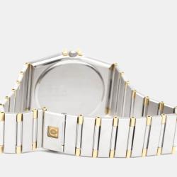 Pre Owned Omega White 18k Yellow Gold And Stainless Steel Constellation 396.1070 Quartz Men's Wristwatch 33 mm