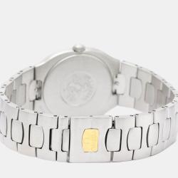 Pre Owned Omega White 18k Yellow Gold And Stainless Steel Seamaster 396.1022 Quartz Men's Wristwatch 31 mm