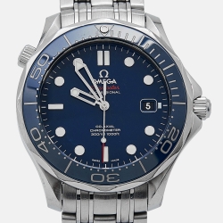 Pre Owned Omega Blue Stainless Steel Seamaster 212.30.41.20.03.001 Men's Wristwatch 41 mm
