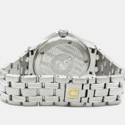 Pre Owned Omega Silver Stainless Steel Seamaster Quartz Men's Wristwatch 36 mm